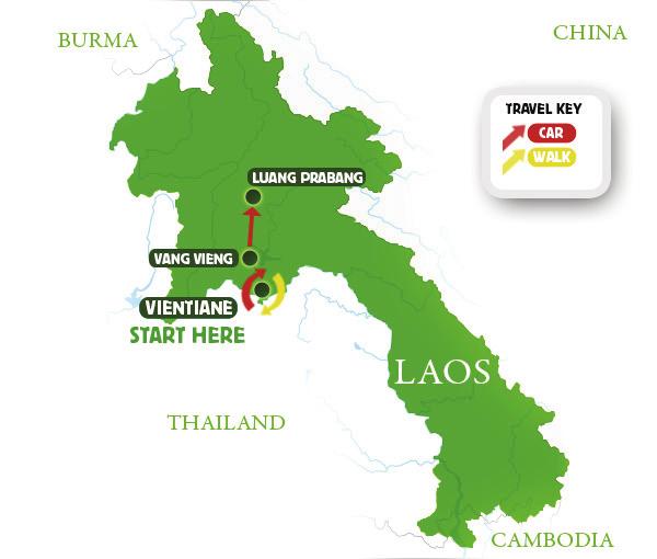 Daily details Day 1: Arrive Vientiane Day 2: Vientiane : Vientiane Phou Khao Khouay and Tad Xay Day 4: Vientiane Vang Vieng Day 5: Vang Vieng Day 6: Vang Vieng Luang Prabang Trip Information Active