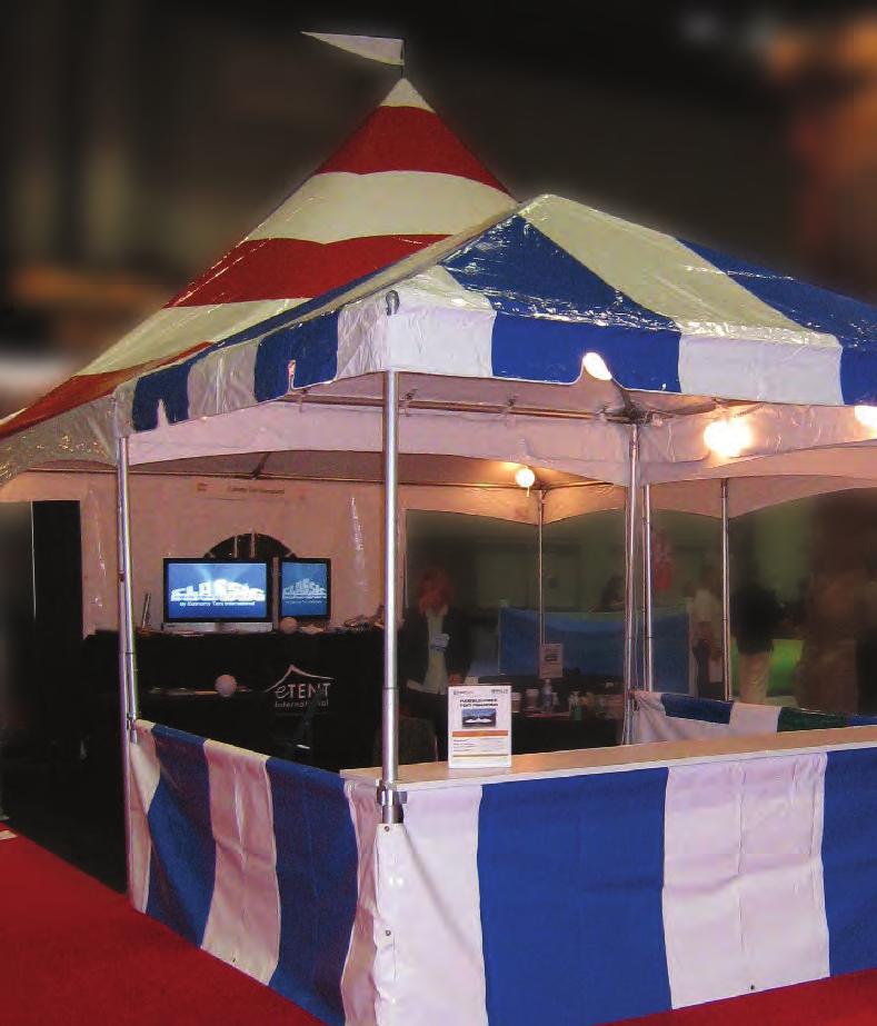 We offer the concession style tent in a variety of styles, sizes and colors along with add-on accessories that include tent skirting, sidewalls, a 10-ft.