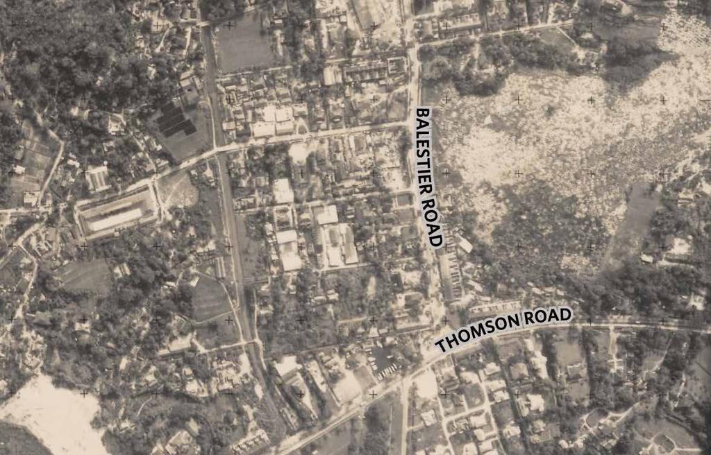 58 An aerial view of the Balestier area, showing the Guang En Shan cemetery on the right, 1957 Aerial photographs by the British Royal Air Force between 1940 to 1970s, from a collection held by the