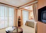 Suite With Balcony Accommodations include twin beds which make up into a queen-size bed, separate sitting room with sofa bed, a private balcony, two