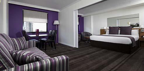 STUDIO SUITE Contemporary colours and wood tones offer a comfortable and quiet space to relax after a busy day.