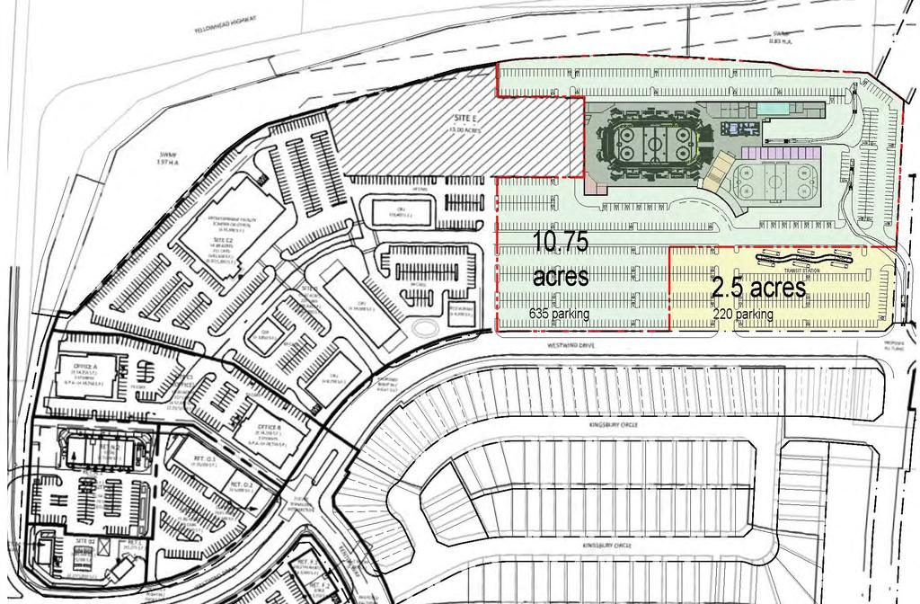 WESTWIND SITE CONCEPTS Land Area Requirements LAND AREA REQUIRED FOR ARENA COMPLEX Option 1 Option 2