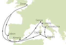 Livorno (for Florence & Pisa), Italy Genoa, Italy Almeria, Spain Dover Inside cabins from 1,599