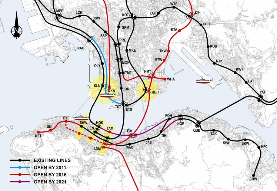 Future Railway Network in Harbourfront Area All activity areas within 500m of a railway station