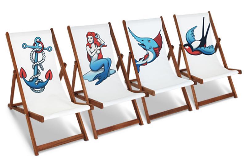 DECK CHAIR A deckchair (or deck chair) is a folding chair, usually with a frame of treated wood or other material.