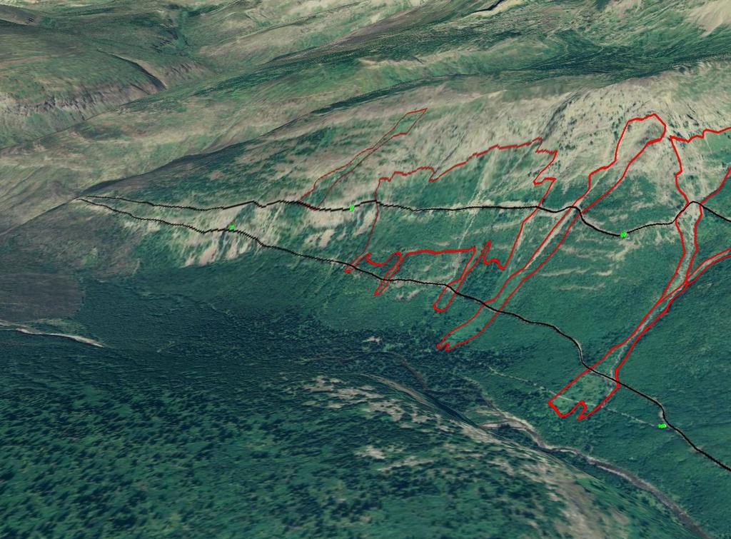 18 Overview of Lower GTSR group avalanche paths, Going-to-the-Sun Road, Glacier National