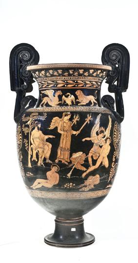 Installation view of the Underworld Krater from Altamura, South Italian, made in Apulia, 360 340 BC; terracotta. Attributed to the Circle of the Lycurgus Painter.