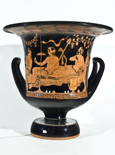 Mixing Vessel with Symposiasts and a Dionysiac Group (A) South Italian, Apulian, 360 340 BC Attributed as close to the Varrese Painter and the