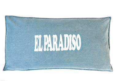55cm x 55cm natural/ black print EL PARADISO LONG RECTANGLE CUSHION perfect for the lounge or the bed vintage washed soft