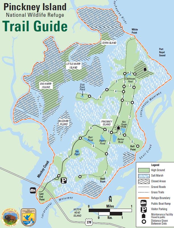 Pinckney Island NWR Map 14 Miles of Trails
