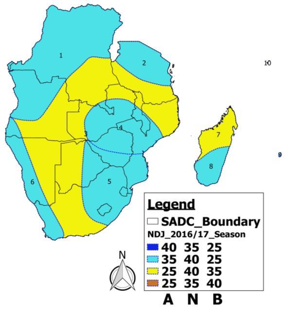 NOVEMBER-DECEMBER 2016-JANUARY 2017 Fig 2: Rainfall forecast for November-December 2016-January 2017 Zone 1: Bulk of DRC and northernmost Angola. Zone 2: Northernmost Tanzania.