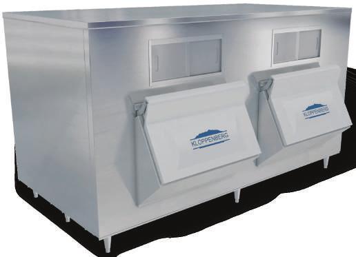 15 96 Double Door Upright Ice Storage 1 1/2 foamed in-place polyurethane insulation Convenient snout door spring hinge Stainless steel baffle behind door prevents ice overflow Clear polycarbonate