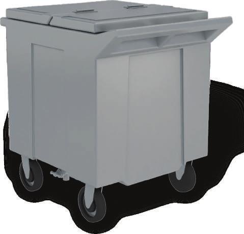 27 Polyethylene Carts All polyethylene carts are designed for shuttle bins Center split hinged lids open to the cart sides Foot