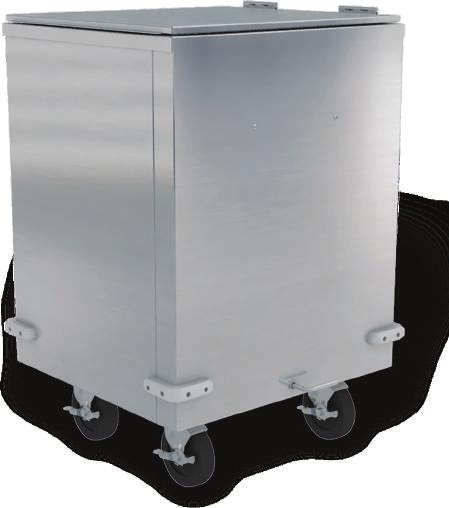 29 Carts & Accessories Stainless Steel exterior Seamless polyethylene liner with polyurethane insulation Hinged lids flop to cart side Hand style foot-operated rear drain IJC-100 Ice Cart IJC-100