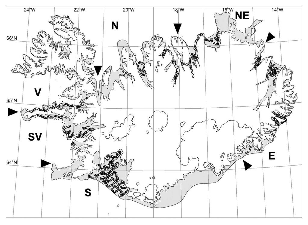1. tafla. Lýsing á búsvæðum og tíðni búsvæðagerða. Descriptions and frequency of habitat types. See descriptions of habitats in Gunnarsson et al. 2006.