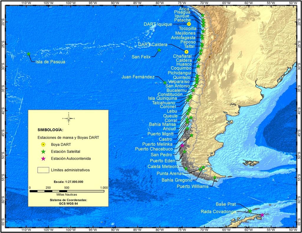 Figure 1: Chilean Sea Level Network The new stations capabilities have allowed us to achieve a reliable network supplying data for operational and scientific purposes.