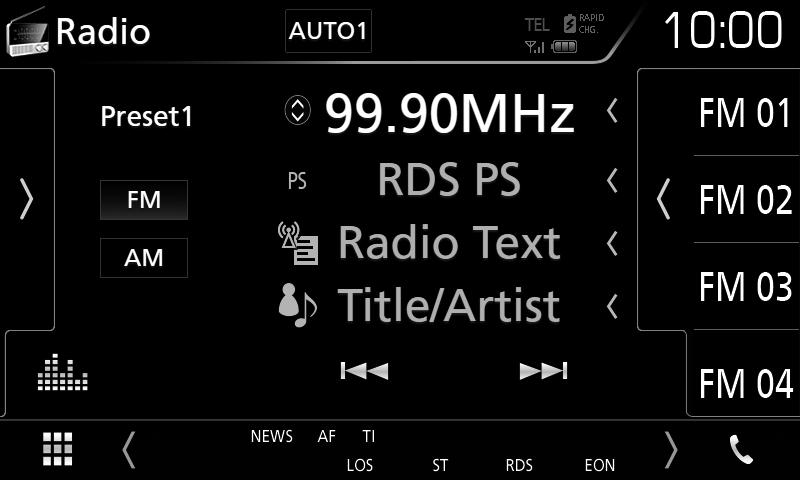 Radio Radio Osnove rada radija Većinom funkcija može se upravljati iz zaslona za podešavanje izvora. Za ulazak u radio izvor dodirnite ikonu [Radio] na zaslonu odabira izvora. (str.