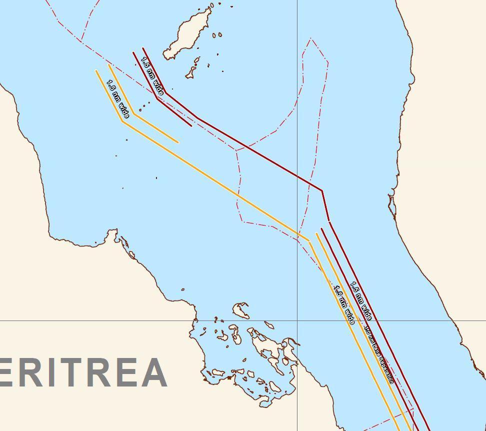 Transit Corridor, extending into the Red Sea from the existing Internationally Recommended Transit Corridor (IRTC) and