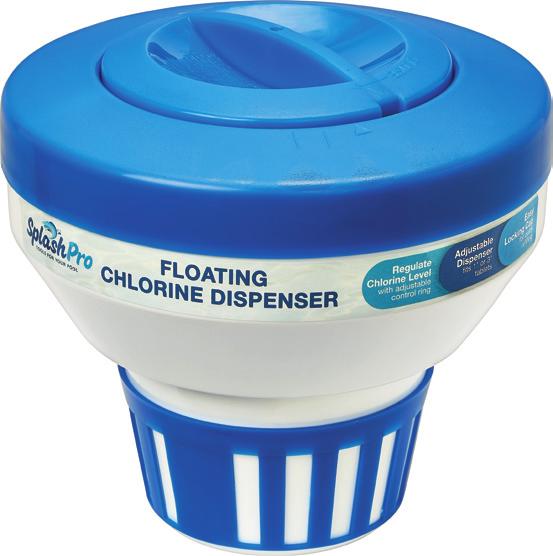 DISPENSER Regulate Chlorine Level: with adjustable-control ring Adjustable Dispenser: fits 1" or