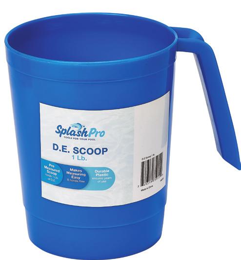 ACCESSORIES D.E. SCOOP 1LB. Pre-Measured Scoop: holds 1 Lb of D.E. Makes Measuring Easy: and hassle free Durable Plastic: