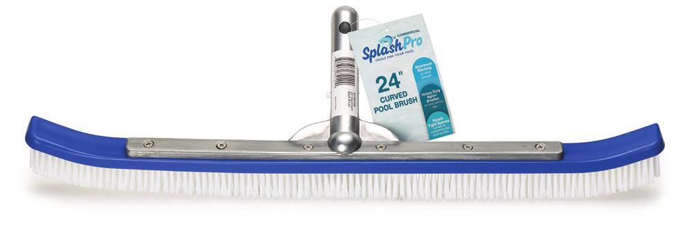 POOL BRUSHES CURVED POOL BRUSH All Purpose Brush: helps remove dirt and algae Reach Tight Spaces: curved to conform to the pool surface For All Pool Types: cleans concrete, fiberglass and vinyl pools
