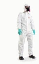 Disposable Clothing MUTEX 2 OVERALL Highly water-resistant white polypropylene overall. Antistatic with elasticated hood, elasticated latex-free wrists and ankles.