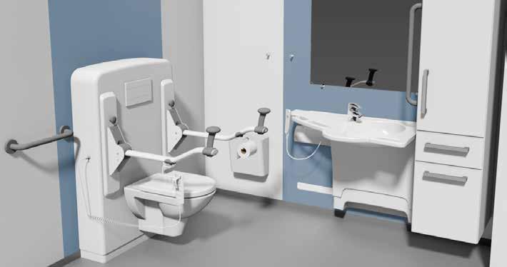 SWING WASHBASIN CONCEPT The bathroom provides optimal space utilisation and better conditions for wheelchair users and walkingimpaired.