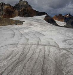 boulders; melting glacial ice contains rock fragments that are left at the snout of the glacier as terminal
