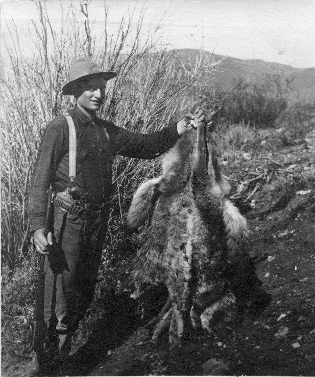 Louis Summer with coyote pelts, 1908; photo courtesy Tread