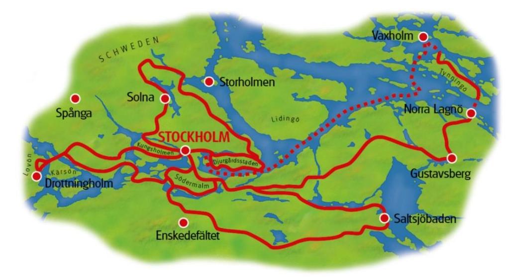 Day 2: Stockholm Vaxholm round trip (35 km) You'll leave the capital in a north-easterly direction and soon you're out in the country.