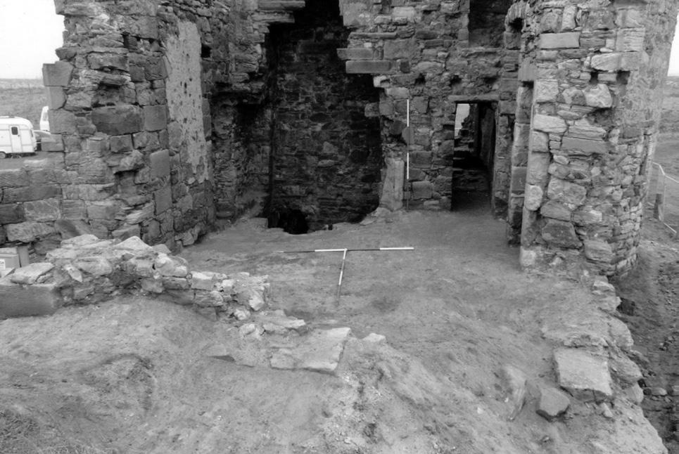 Excavations at Newark Castle, St Monans, Fife in 2002 87 Illus 9 The north end of the first-floor hall, showing the remains of the partition wall, viewed from the south.