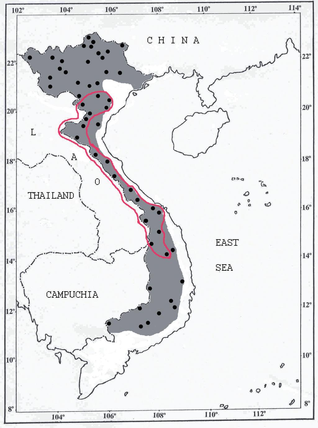Understanding Asian Bears to Secure Their Future Fig.8.1: Distribution of the Asiatic black bear in Vietnam.