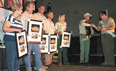 Scout leaders honor local officials July 1, 2008 By Patsy Stoddard, Editor Link to article Huntington mayor Hilary Gordon, Commissioner Jeff Horrocks, BLM assistant field office director, Wayne