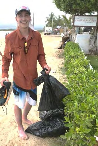 However, after assessing bay conditions trip leaders deemed the activity unsafe due to significant swelling of the sea, so the group spent the afternoon collecting trash on nearby beaches.