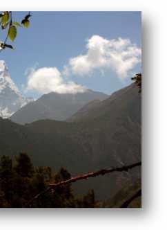 We would leave the village of Namche and would climb to the top of a ridge and a level mountain path that would offer an excellent panorama of