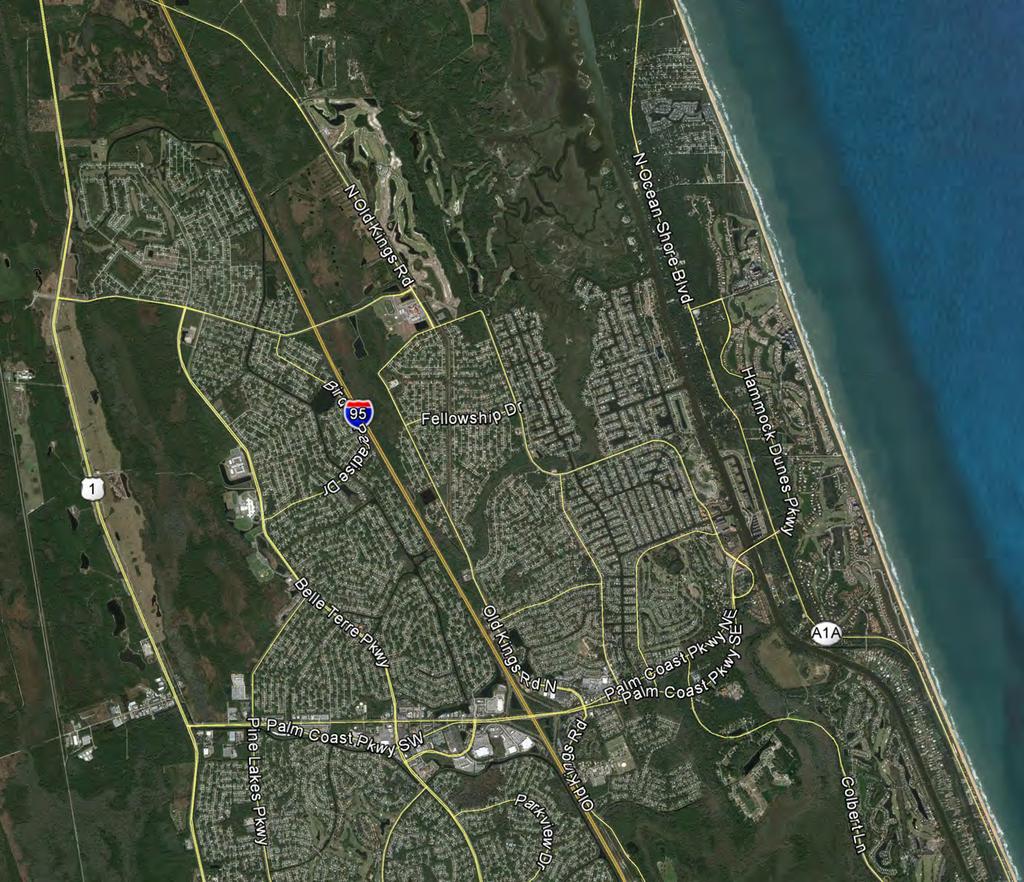 Aerial N Oceanshore Blvd N Old Kings Rd 1 2 Mantanzas Woods Pkwy 5 3 6 7 9 Palm Harbor Pkwy Belle Terre Pkwy 4 Palm Coast Pkwy 8 Colbert Ln 1 The Conservatory Golf Course 4 Palm Harbor Golf