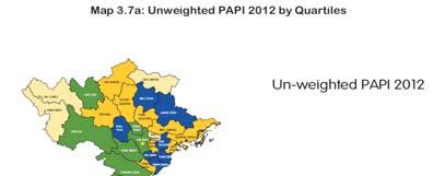 Mapping overall PAPI 2012 scores by Quartiles (unweighted) Year-on-year Changes in Overall PAPI 2012 (unweighted) 25 20 15 10