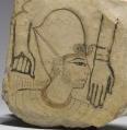SD-CP-SS-14 The facial details of this sketch of an Egyptian king indicates that he is doing which of the following? A.