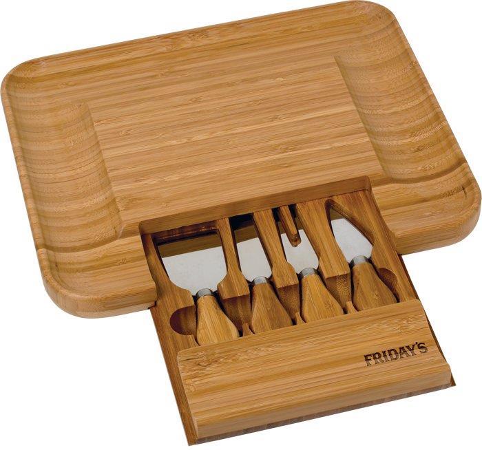 Bamboo Cheese Serving Set Constructed out of natural Bamboo.