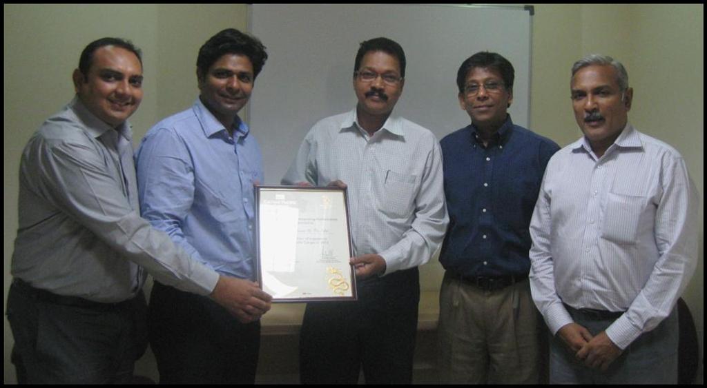 In the month of December 2012, LS - Mumbai received a certificate of outstanding