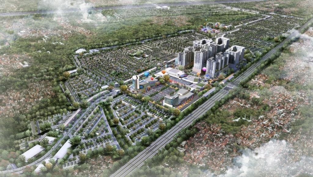 TOTAL PROJECT SIZE: 339 HA REMAINING GROSS AREA: 306 HA REMAINING NET SALEABLE AREA: 173 HA NUMBER OF UNITS: + 6,100 UNITS (TOTAL PLAN PHASE I) (residential) METLAND PURI CIPONDOH TANGERANG METLAND