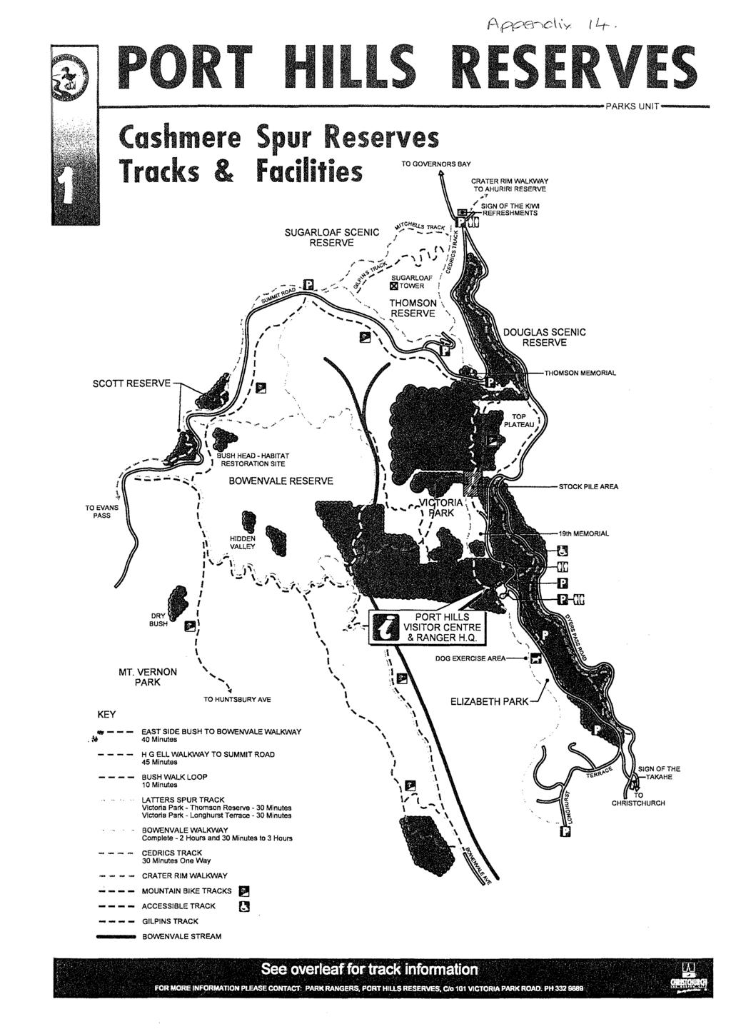 ILr. I L Cashmere Spur Reserves Tracks & Facilities TO GOVERNORS BAY CRATER RIM WAU<YVAY TO AHURIRI RESERVE SCOTT RESERVE -~~..;,.;;." / I I I I /' /.".,,-. /~ I &===~",/ ; -~... -.. -...,.,.:- ~.