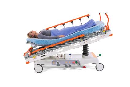 Safe siderails The stretcher is equipped with safe siderails that reduce the risk of