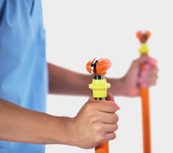 Safe and practical Pushing a stretcher using the IV poles is common, but the