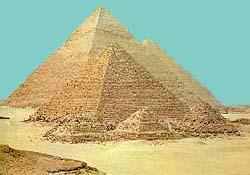 Egyptian Pyramids BUILT ABOUT 4500 years ago, the 80 or so pyramids in Egypt are the oldest human made structures in the world. Of these, the famous three at Giza, near Cairo, are the most impressive.