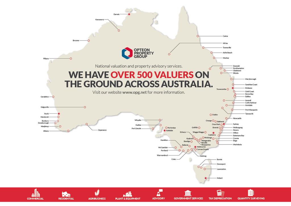 Opteon Property Group (OPG) is a national provider of valuation and property advisory services. With 75 office locations nationwide we have a team of over 800 staff including more than 500 valuers.