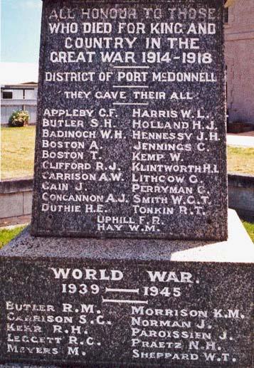 Pte C. Jennings is also remembered on the Port MacDonnell War Memorial, located on the corner of Esplanade and Charles Streets.