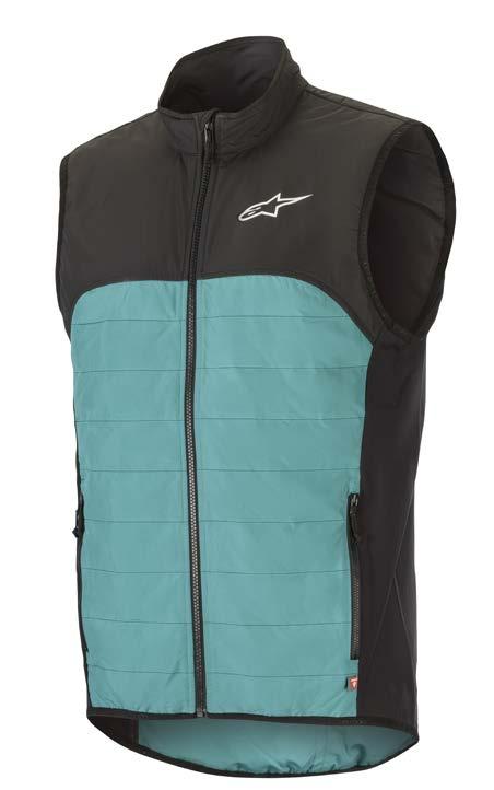 Four-way stretch side panels keep vest in position close to the body.