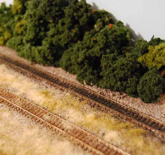 MODEL RAILROAD CORNER PROTOTYPICAL TRACK PART-III Article and Photos by Joe Musgrove In my last article I finished ballasting the track on my project layout.