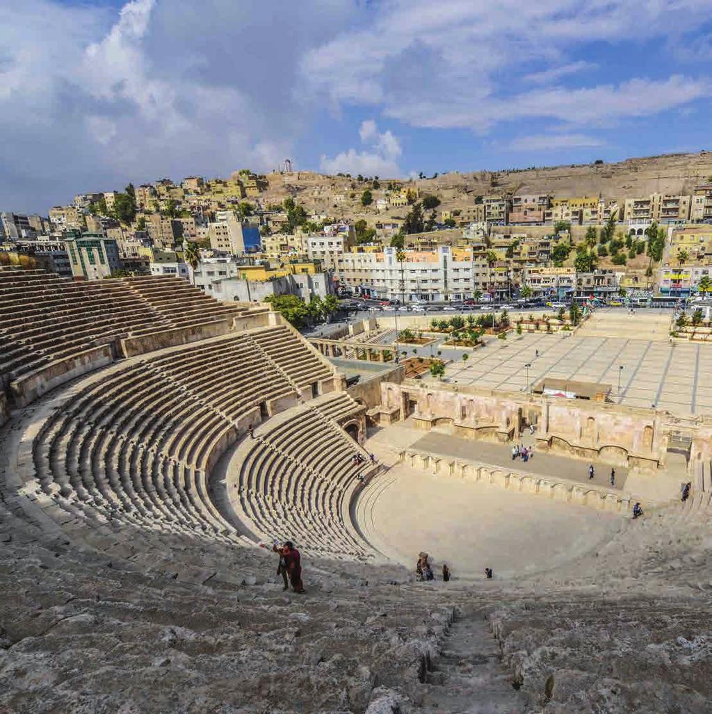 the Blue Mosque and the vast ruins of the Roman Amphitheatre. Continue on to the ancient city of Jerash which teems with well-preserved Roman ruins.